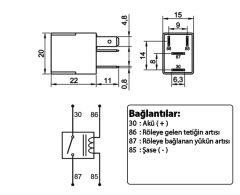 Mikro Röle 12V 40A 4 Fişli Dirençli Çift Platin