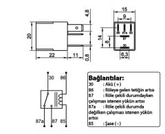 Mikro Röle 12V 40A 5 Fişli Dirençli Çift Platin
