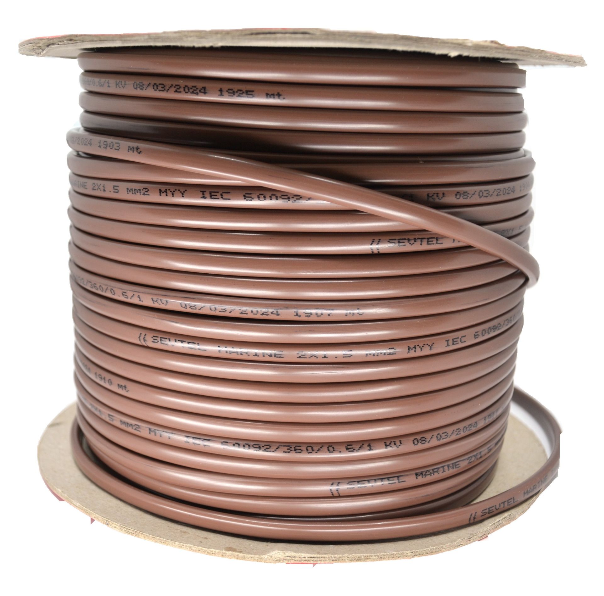 100M Marine Yassı 2x1,50mm² Kalaylı Bakır Kablo TTR MYY Kahverengi Ahşap