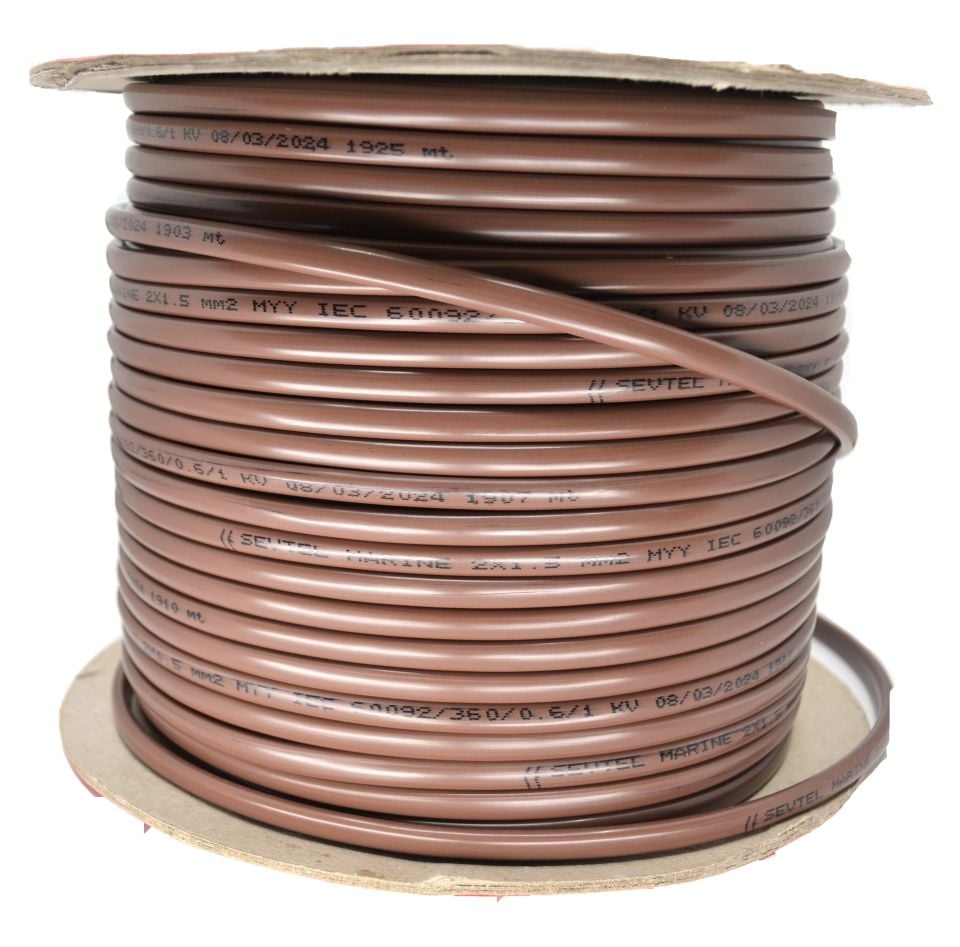 100M Marine Yassı 2x1,50mm² Kalaylı Bakır Kablo TTR MYY Kahverengi Ahşap