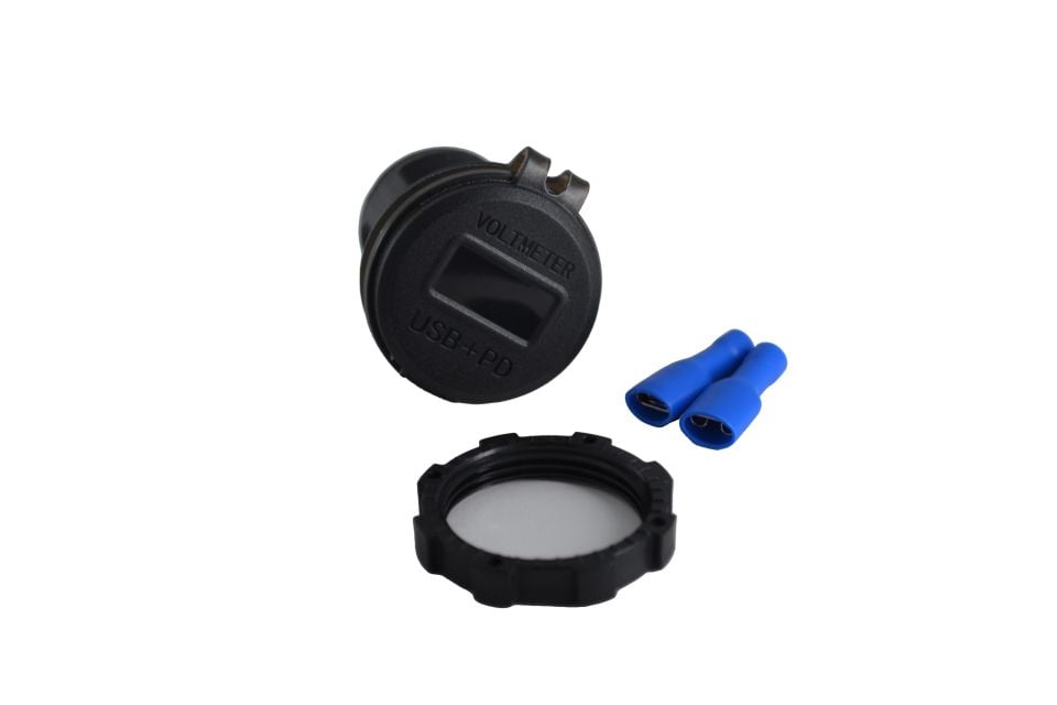 12V 24V DC USB QC3.0 Type-C PD Şarj Port Voltmetreli Anahtarlı Yuvarlak MT-UP05