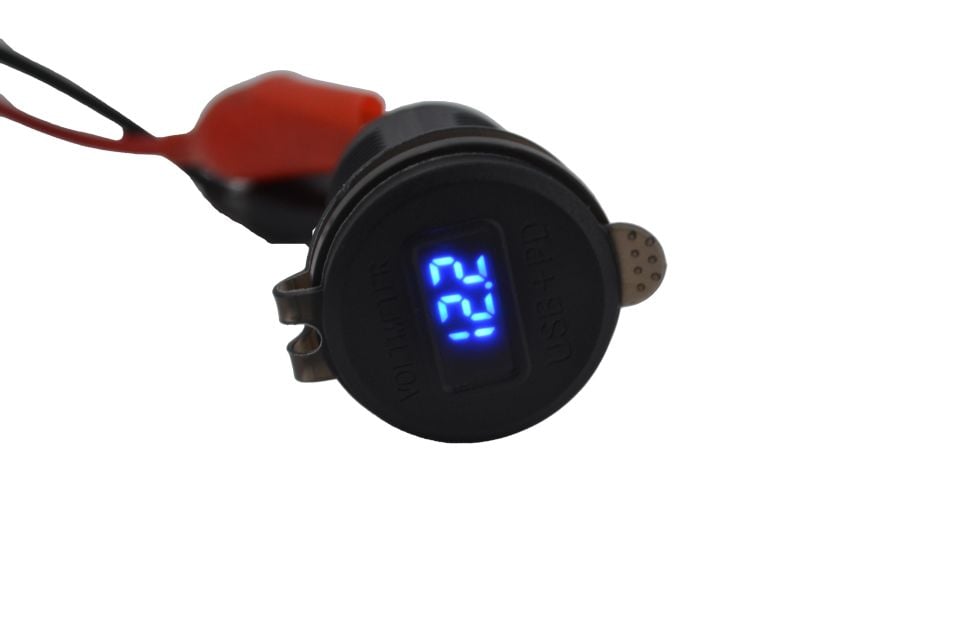 12V 24V DC USB QC3.0 Type-C PD Şarj Port Voltmetreli Anahtarlı Yuvarlak MT-UP05