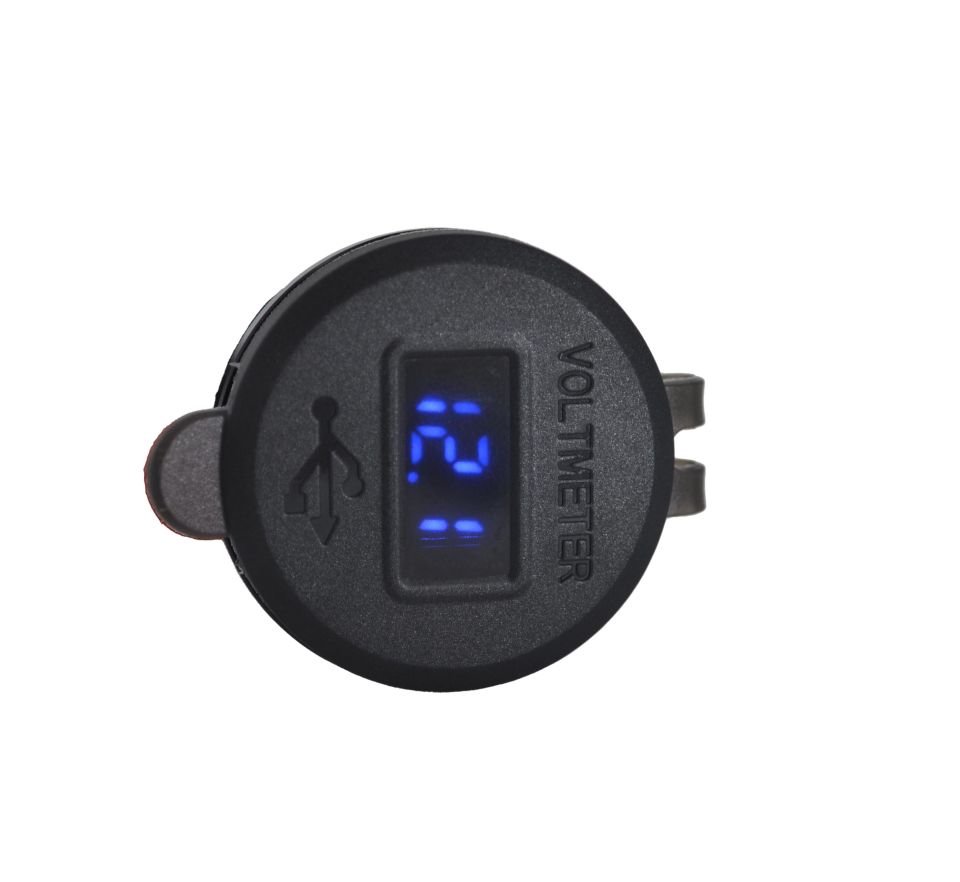 12V 24V DC USB QC3.0 Şarj Port Voltmetreli Anahtarlı Yuvarlak MT-UP07