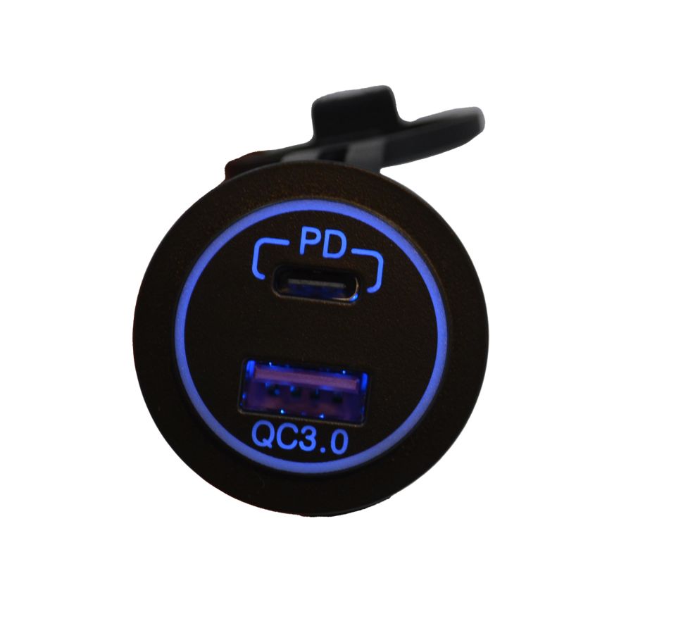 12V 24V DC USB QC3.0 Type-C PD Şarj Port Yuvarlak MT-UP08