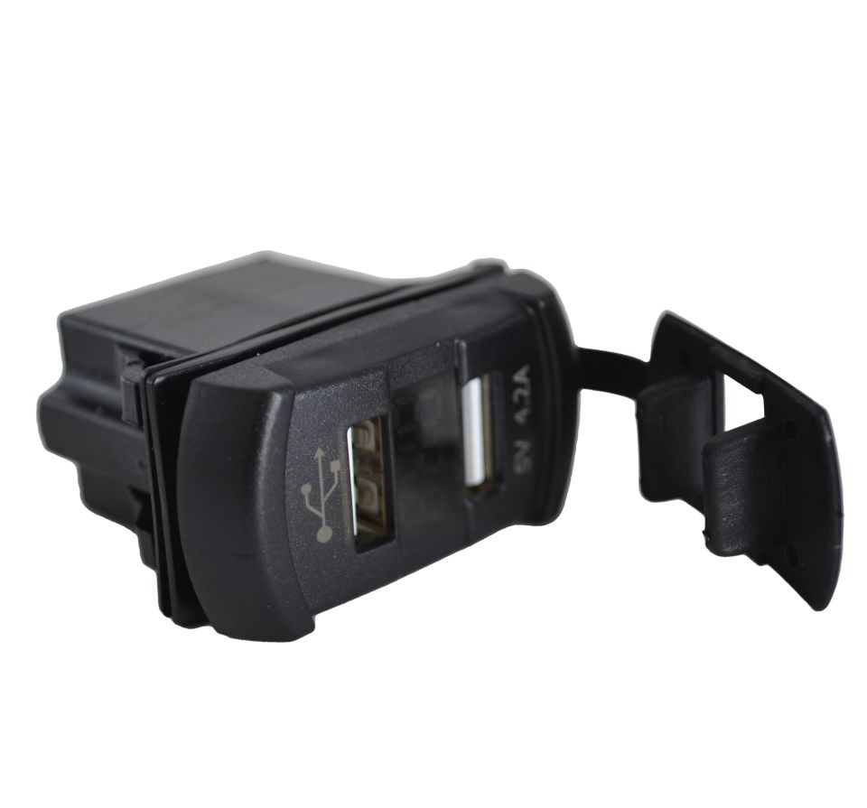 12V 24V DC USB 4.2A Şarj Port Voltmetreli Dikdörtgen Mavi Rakam MT-UM01