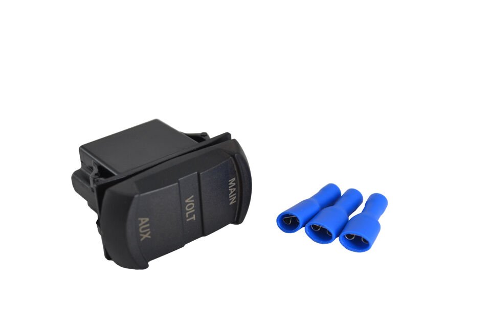 12V 24V DC Voltmetre Çift Gösterge Akü+Cihaz AUX Dikdörtgen Karavan Marine MT-UM04