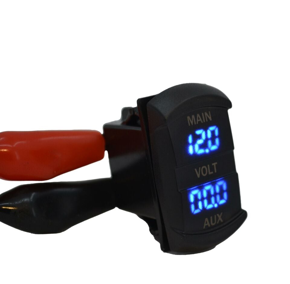 12V 24V DC Voltmetre Çift Gösterge Akü+Cihaz AUX Dikdörtgen Karavan Marine MT-UM04