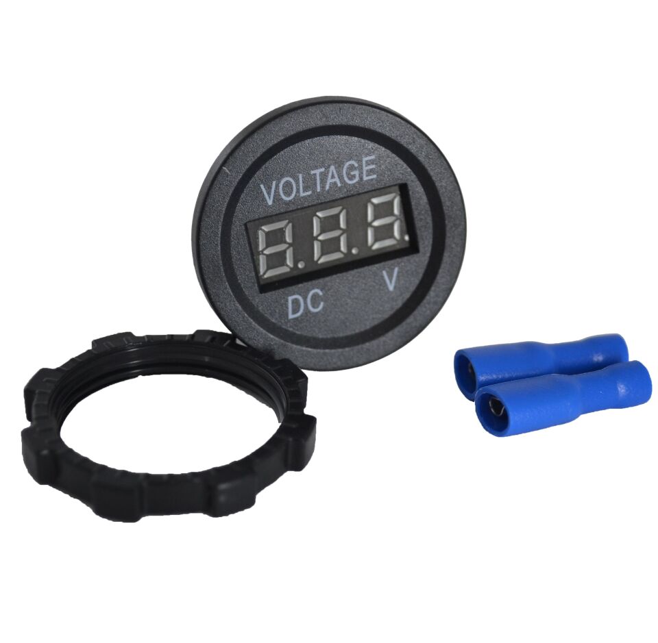 12V 24V DC Voltmetre Yuvarlak Düz Mavi Rakam MT-GP01