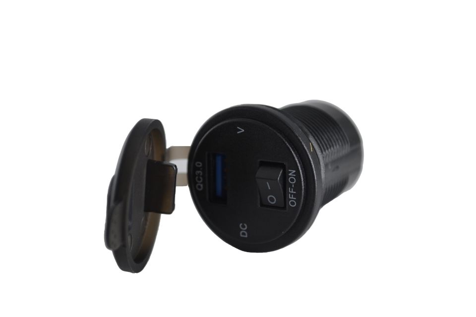 12V 24V DC USB QC3.0 Şarj Port Voltmetreli Anahtarlı Yuvarlak MT-UP02