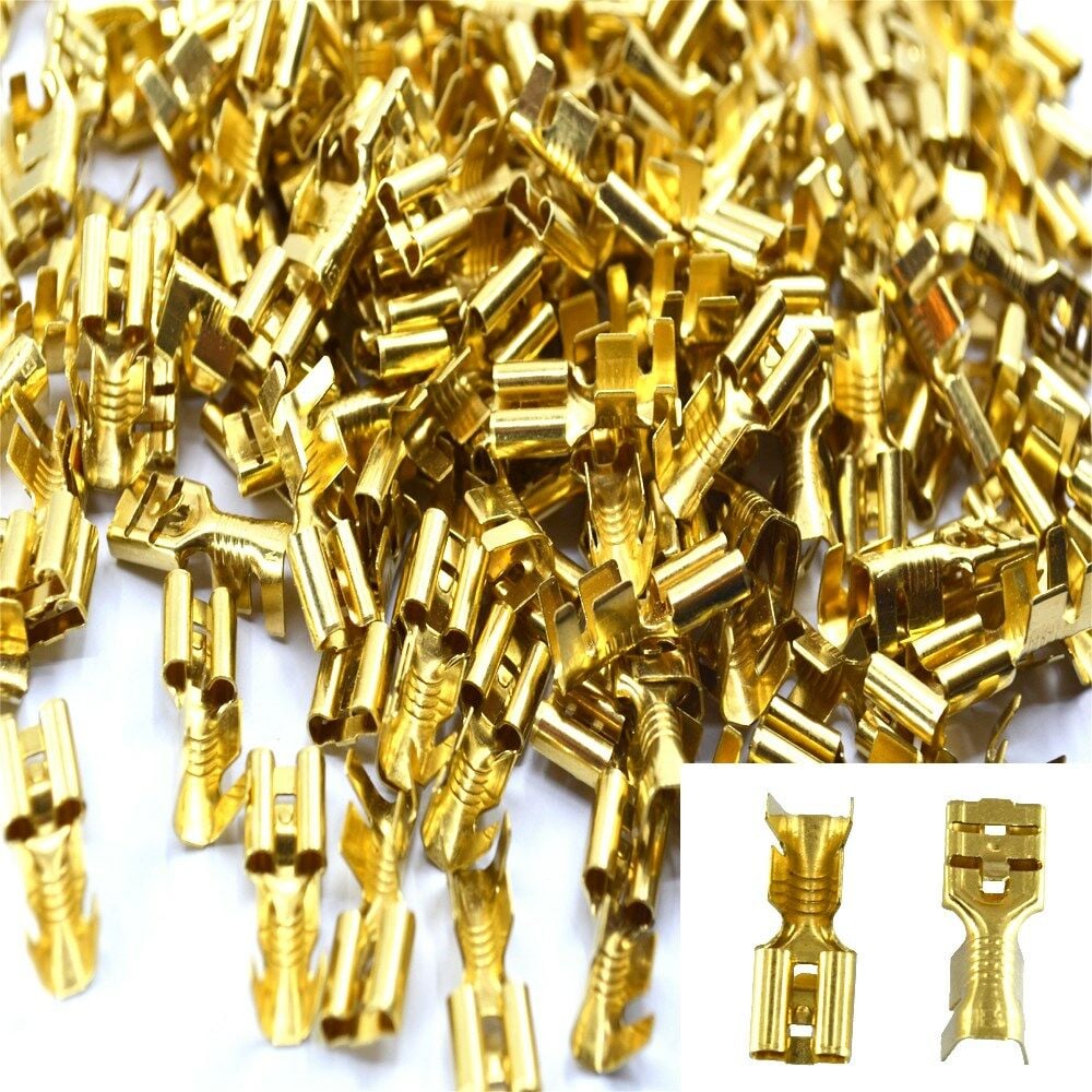 250 Adet Tırnaklı 6,3 Dişi Fiş Kalın Kablo Ucu 6mm'e Kadar Pirinç Terminal