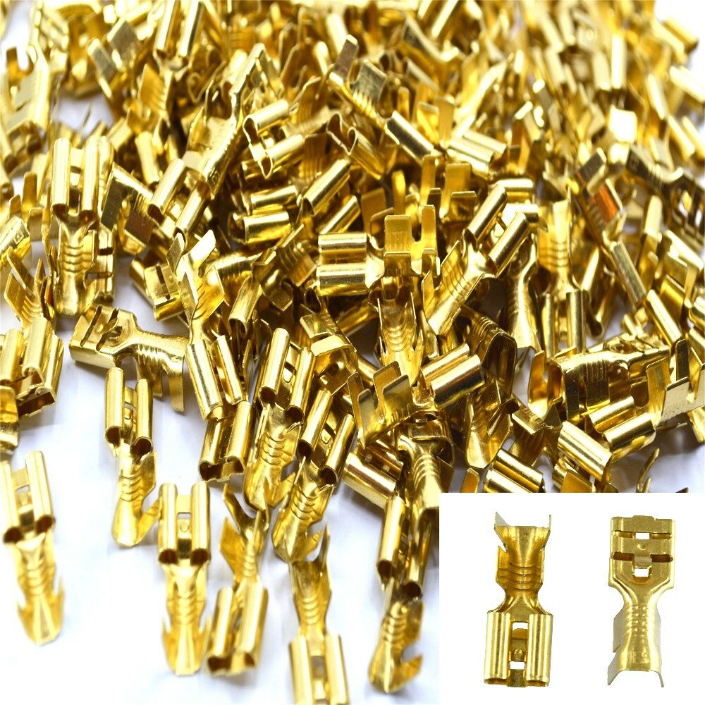 250 Adet Tırnaklı 6,3 Dişi Fiş Kalın Kablo Ucu 6mm'e Kadar Pirinç Terminal