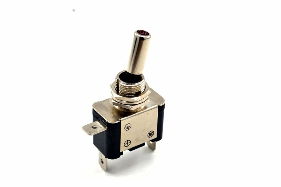 Toggle Switch 1-0 Kırmızı Ledli Metal Anahtar 3 Pin 12V