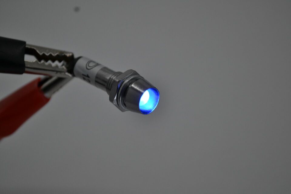 12V Mini Metal Göz Lamba Mavi Led Sinyal Uyarı Işığı MT-37