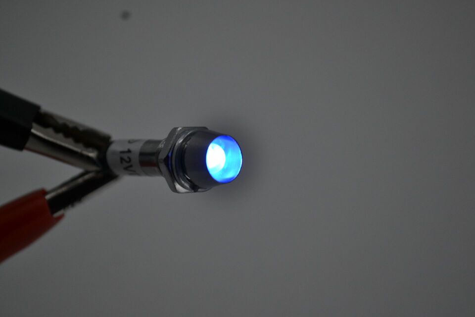12V Mini Metal Göz Lamba Mavi Led Sinyal Uyarı Işığı MT-37