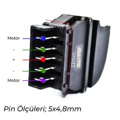 Cam Düğmesi Anahtarı Işıklı 5 Fişli Pinli Üniversal