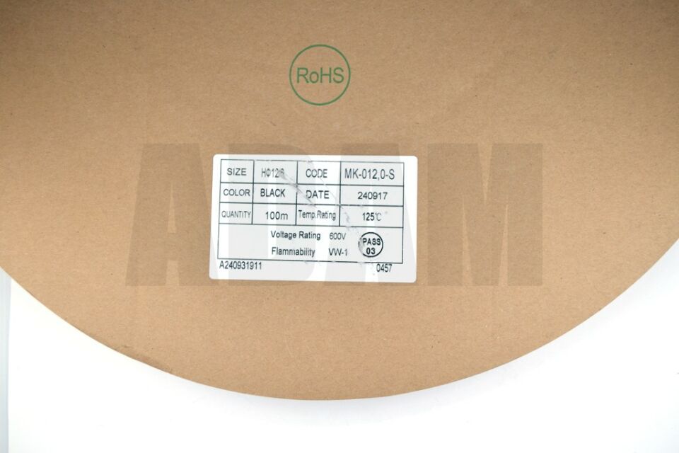 100 Metre 12mm Siyah Isı İle Daralan Makaron Isıyla MT-M12S