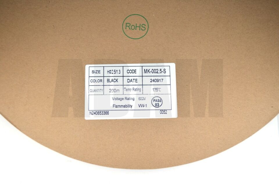 200 Metre 2,4mm Siyah Isı İle Daralan Makaron Isıyla MT-M2.4S