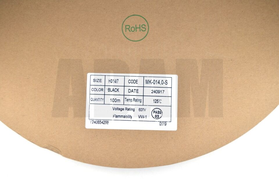 100 Metre 14mm Siyah Isı İle Daralan Makaron Isıyla MT-M14S