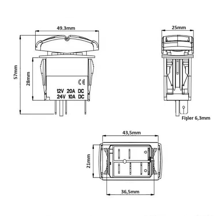 Bilge Pump Sintine Pompa Anahtarı Marine Carling Switch 1-0-Yaylı Otomatik-Manuel