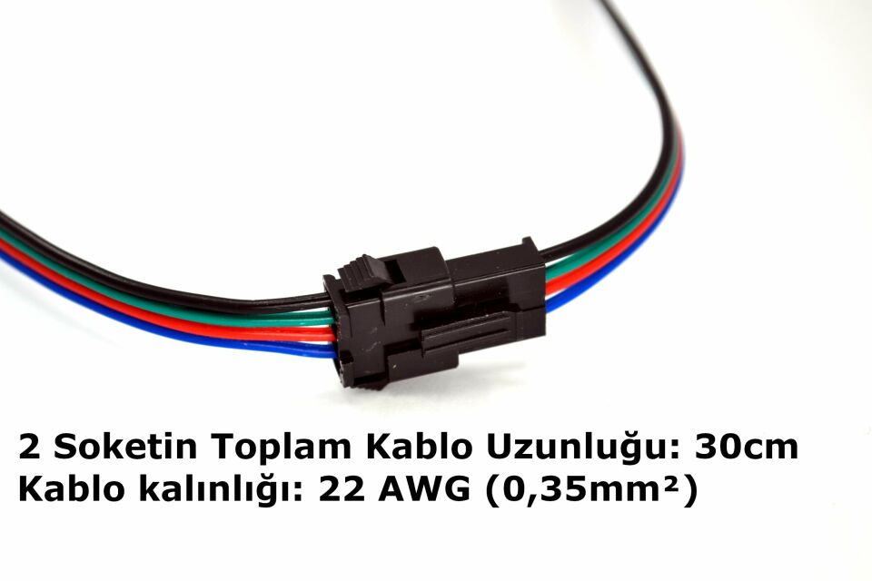 1 Takım 4 Pin Kablolu JST LED Konnektör Elektrik Soketi MT-ES04
