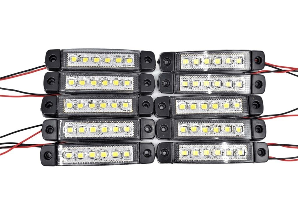 10 Adet Beyaz Parmak Lamba 6 Led Su Geçirmez 12V 24V