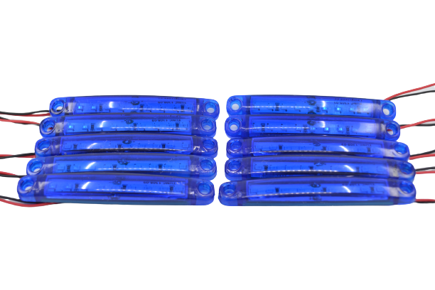 10 Adet Mavi Parmak Lamba 9 Led Su Geçirmez 12V 24V