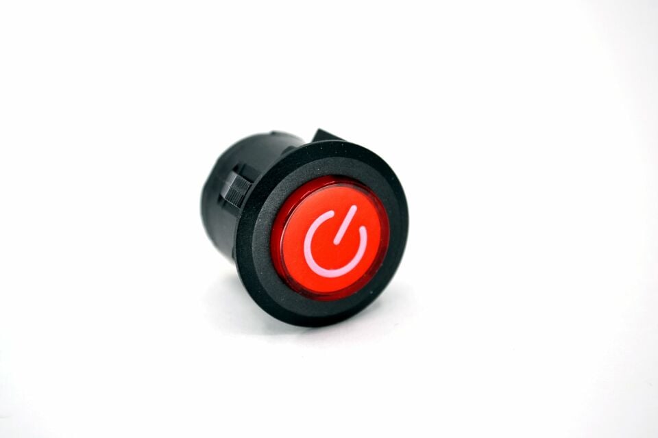 26mm 12V Kırmızı Işıklı POWER Logolu 1-0 Kalıcı Anahtar Yuvarlak MT-ANK34