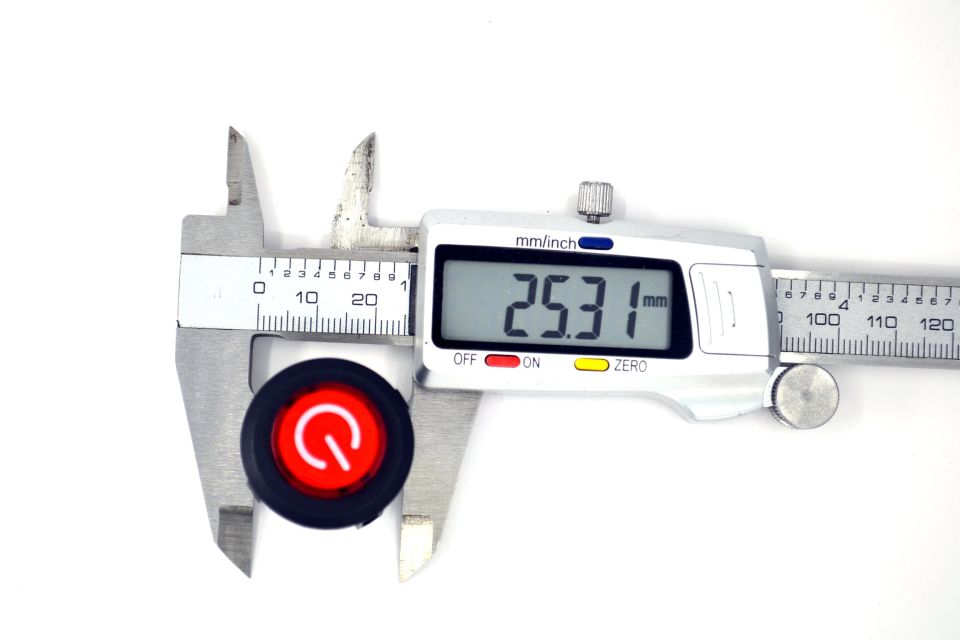 26mm 12V Kırmızı Işıklı POWER Logolu 1-0 Kalıcı Anahtar Yuvarlak MT-ANK34