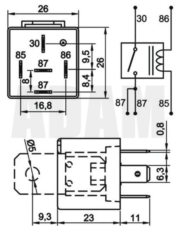 5 Pin Mini Röle 24V 30A