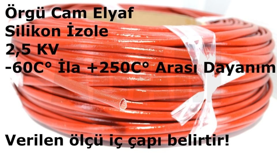 50 Metre 14mm Silikon İzoleli Cam Elyaf H-Class Kahverengi Makaron MT-CM14H