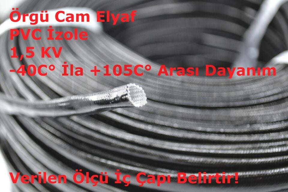 100 Metre 6mm Cam Elyaf Siyah Makaron MT-CM06S