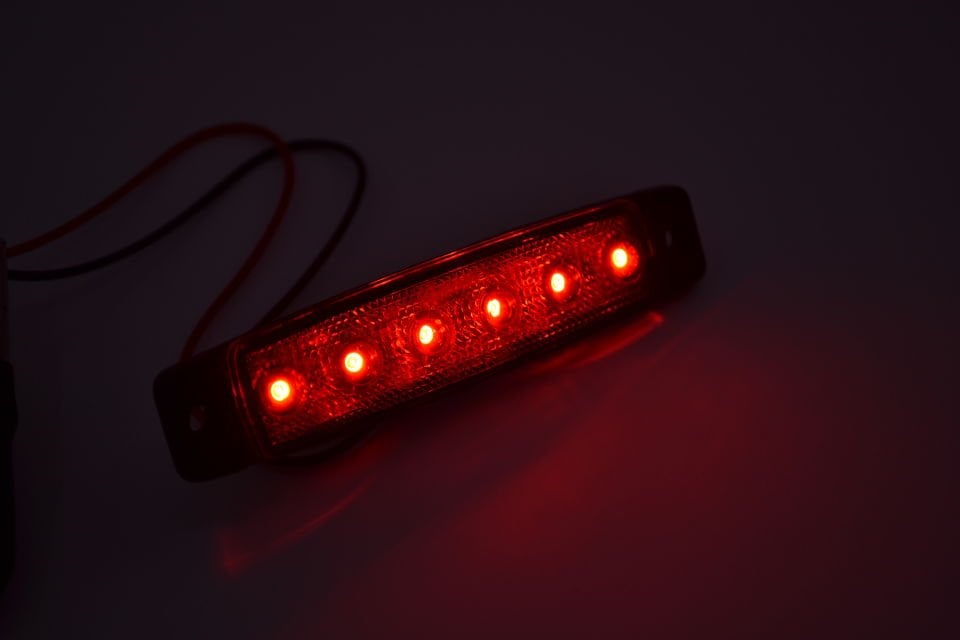 12V 6 Led Kırmızı Parmak Lamba Su Geçirmez İnce Dizayn Side Marker