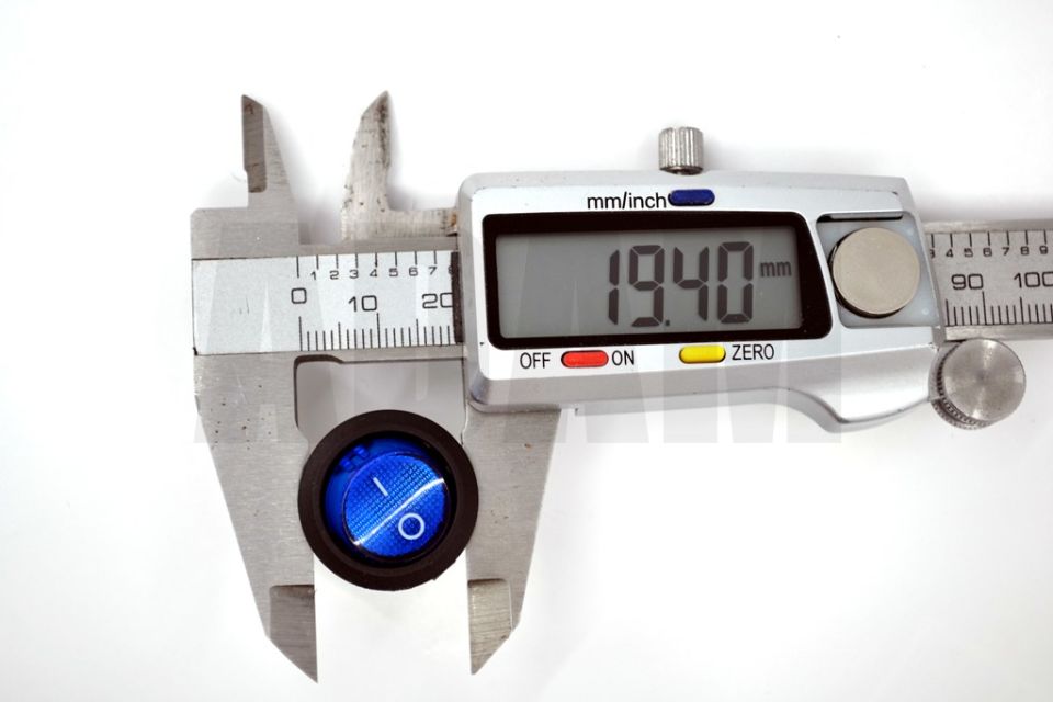Yuvarlak Mavi Camlı Elektrik Anahtarı 1-0 Işıklı Rocker 12V