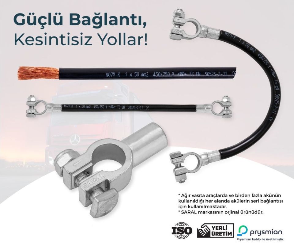 50mm 25cm Kablolu Akü Kutup Başı Seri Bağlantı Terminali