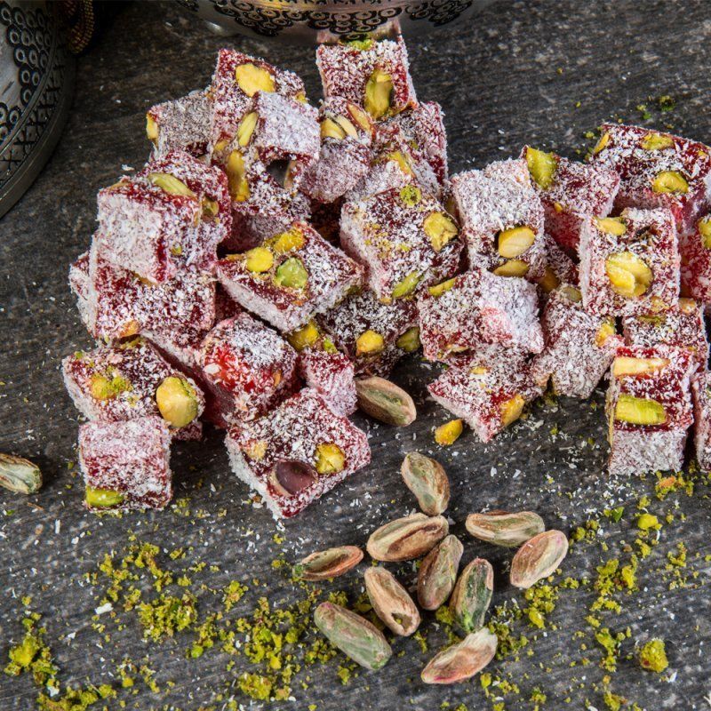 Double Roasted Turkish Delight with Pistachio and Pomegranate Flavor