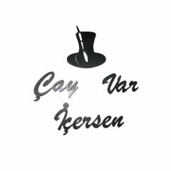 Ahşap Çay Var İçersen Duvar Yazısı Siyah