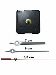 Duvar Saati Mekanizması Akar Sessiz 1. Sınıf Askısız 14mm Gümüş - Kırmızı Saniye