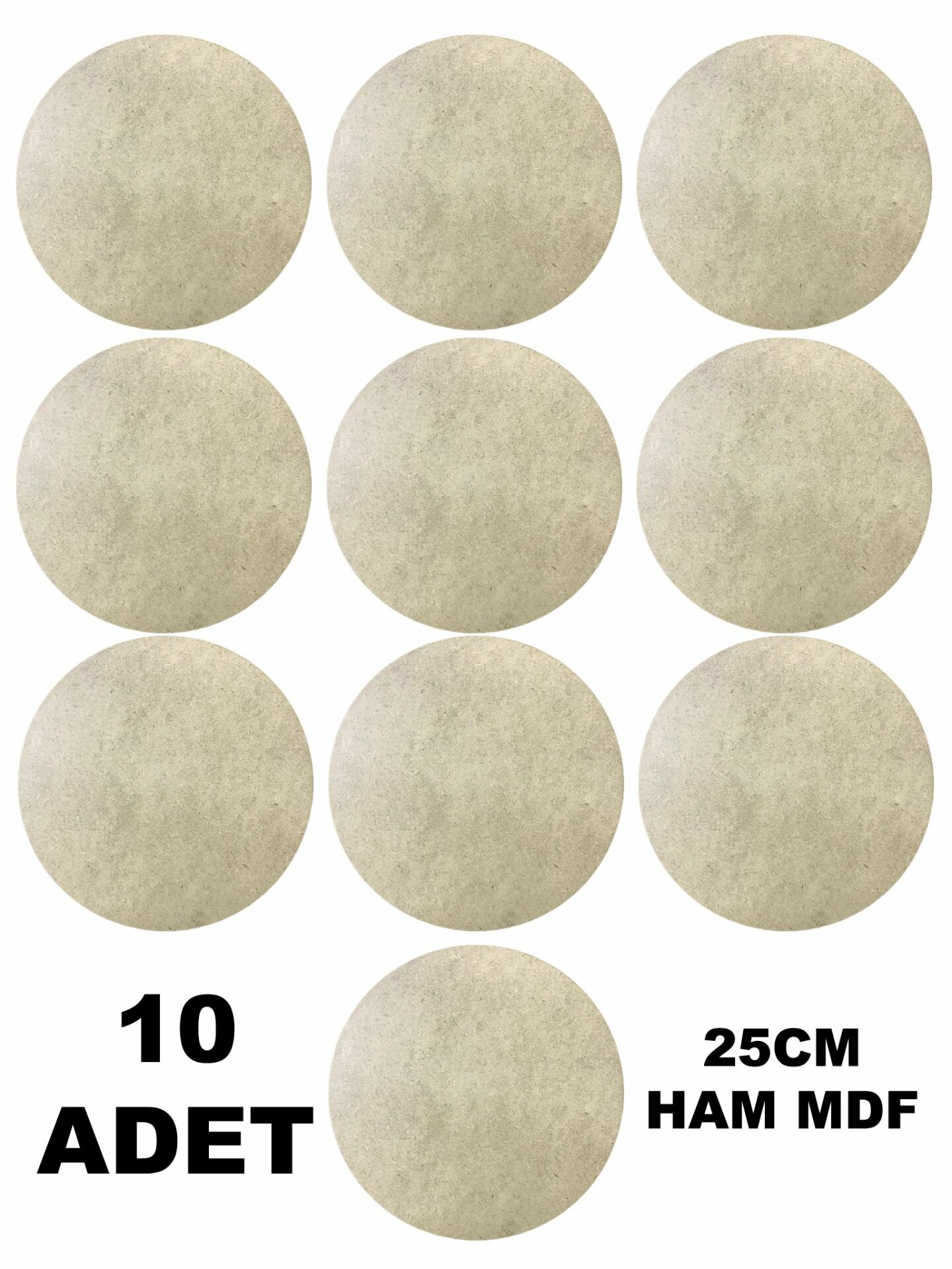 25 cm Supla Levha Naturel Ham Mdf Ahşap 3mm 10 Adet