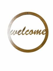 Ahşap Welcome  Makrome Kasnak Kapı Süsü Açık Meşe 30 Cm