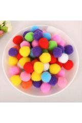 Renkli Peluş Ponpon (20mm) 50 Adet Karışık Renkli