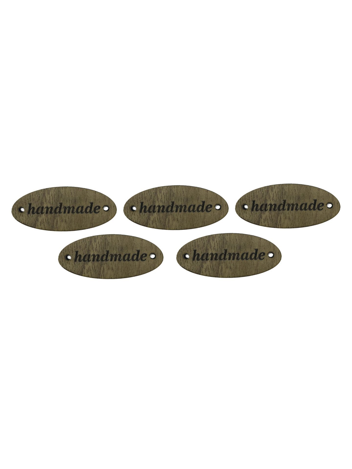 Ahşap Rustik Handmade (El Yapımı) Etiketi 5 Adet Oval