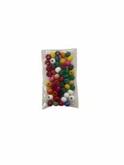 Ahşap 10 mm Karışık Renkli Makrome Boncuk (50 Adet)