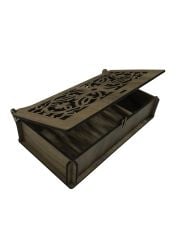 Dekoratif Kutu İşlemeli Tığ Kutusu Organizer Mücevher Takı Kutusu 17x9x3,5 cm