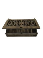 Dekoratif Kutu İşlemeli Tığ Kutusu Organizer Mücevher Takı Kutusu 17x9x3,5 cm
