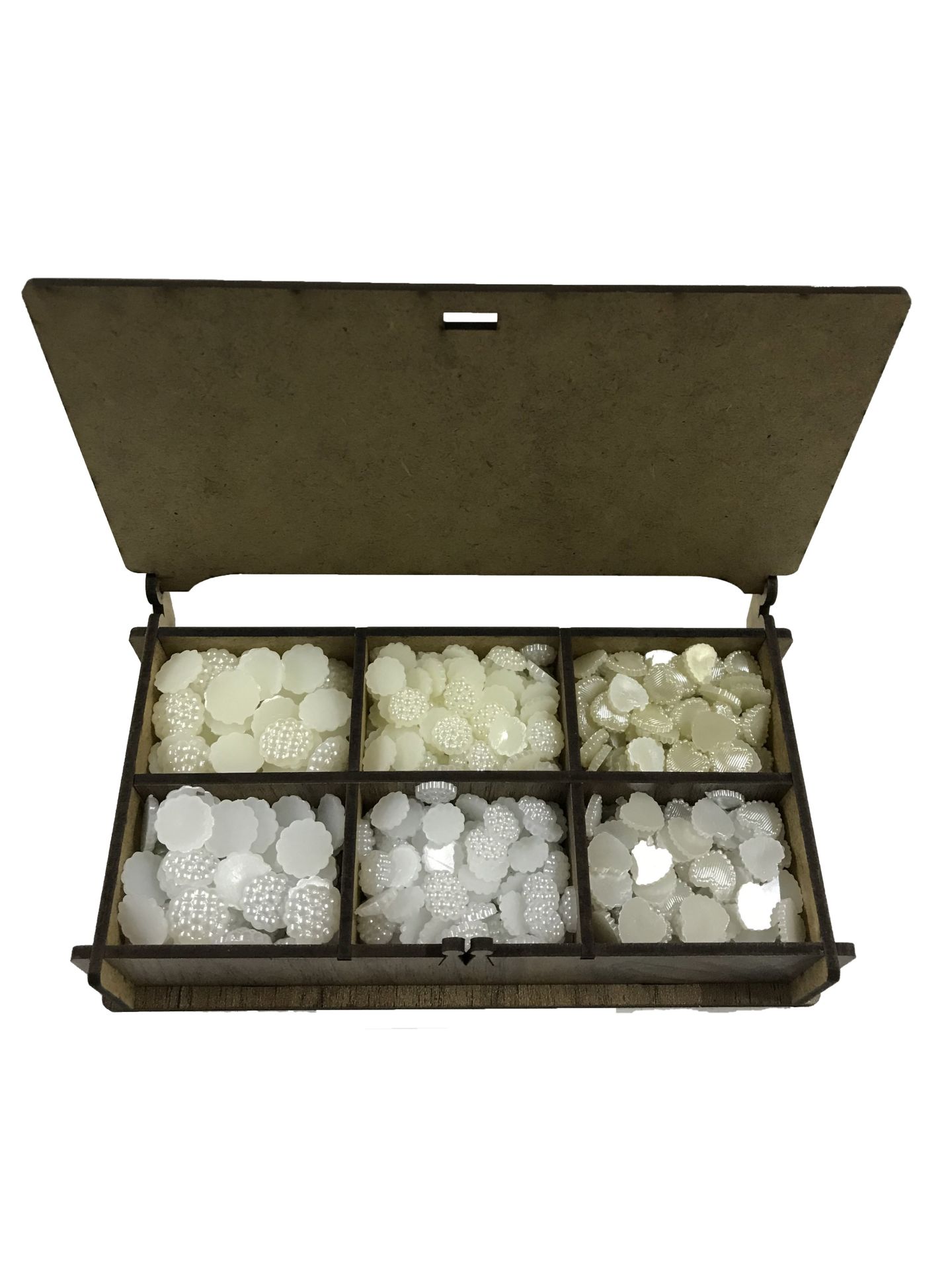 Yarım İnci Böğürtlen ve Kalp Süsleme Boncuk Seti 6x20 Gram (AHŞAP KUTULU)