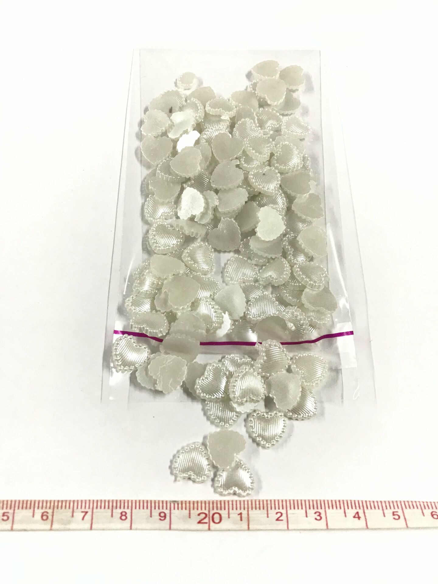 Yarım İnci Kalp 10mm Süsleme Boncuk Beyaz 20 Gram (Yaklaşık 200 Adet)