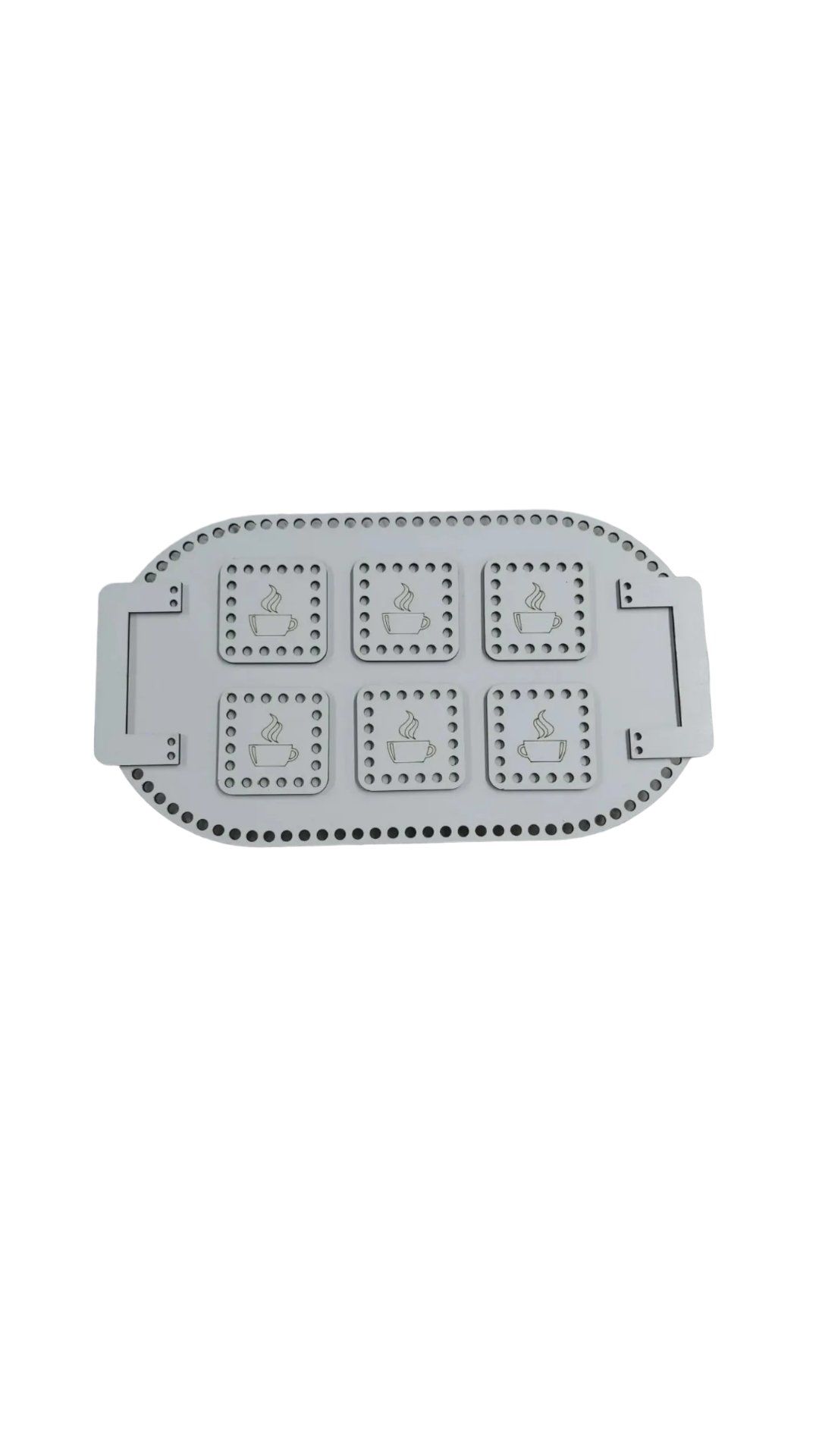 Ahşap Oval  Çay Seti (Beyaz)