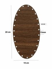 Rattan Örgü Plakası Rattan Tabanı Elips 5 li Set 3mm Çift Yüz Boyalı Ceviz
