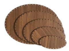 Rattan Örgü Plakası Rattan Tabanı 35x25 cm Elips Oval 3mm Çift Yüz Boyalı Ceviz