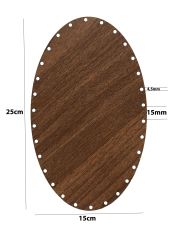 Rattan Örgü Plakası Rattan Tabanı 25x15 cm Elips Oval 3mm Çift Yüz Boyalı Ceviz